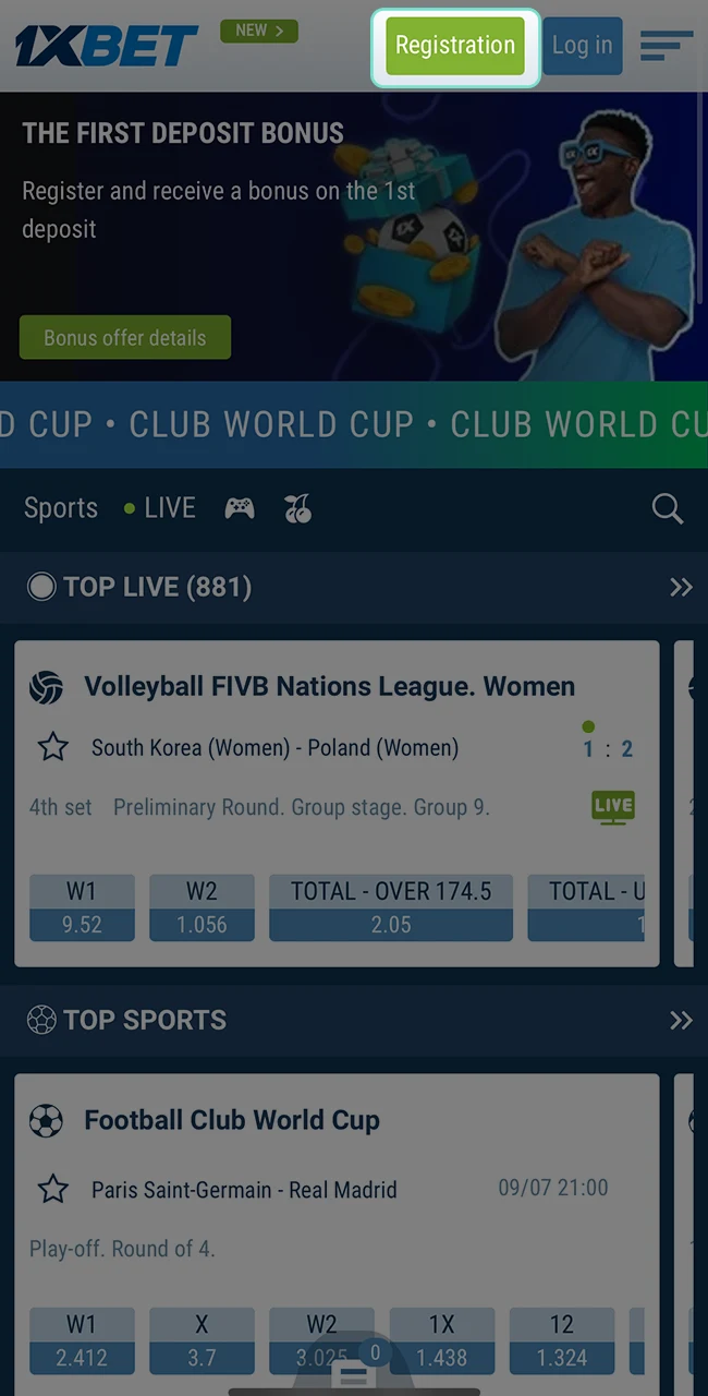 It only takes a few clicks for you to register at 1xBet Casino.