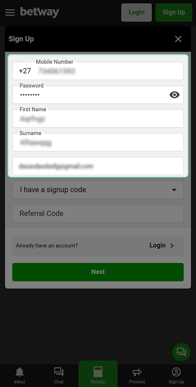 Make sure that the details you enter are completely accurate when you register with Betway.