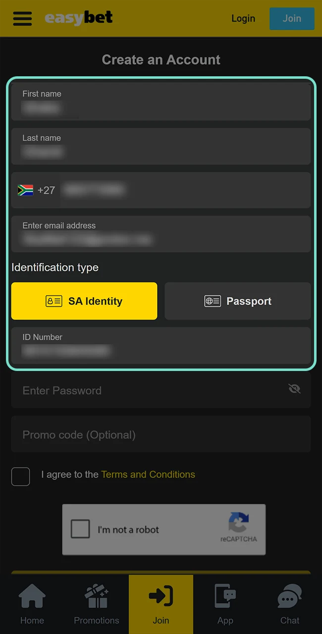 Input your personal details during registration for quick withdrawals to Easybet.