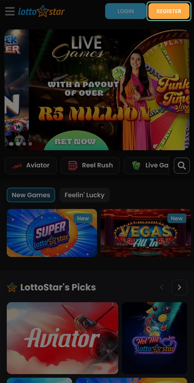 Create an account on the LottoStar platform.
