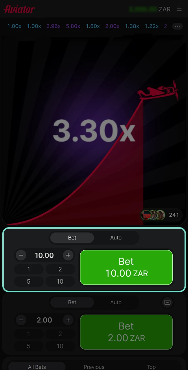 Bet any amount in the Aviator game to increase your winnings.