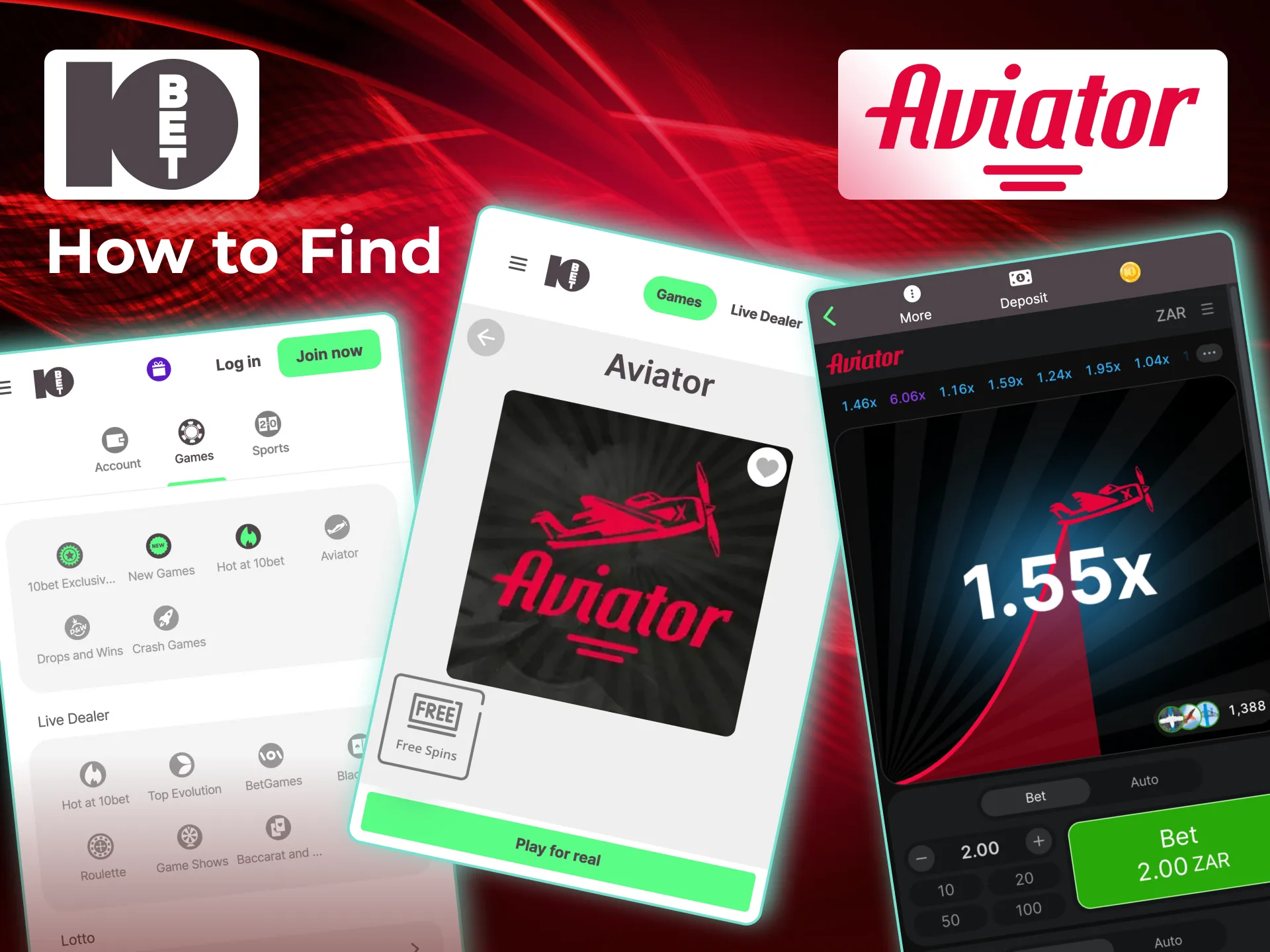 Steps to open Aviator on 10bet.