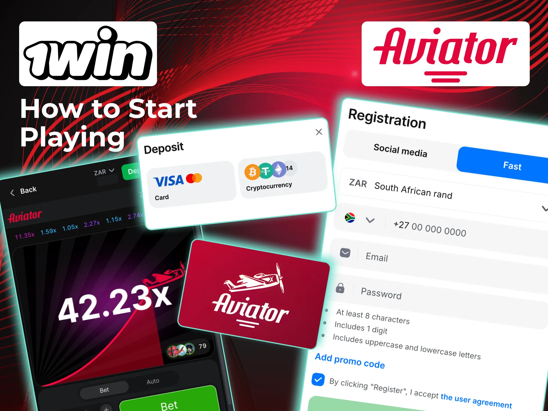 Steps to start Aviator on 1win.