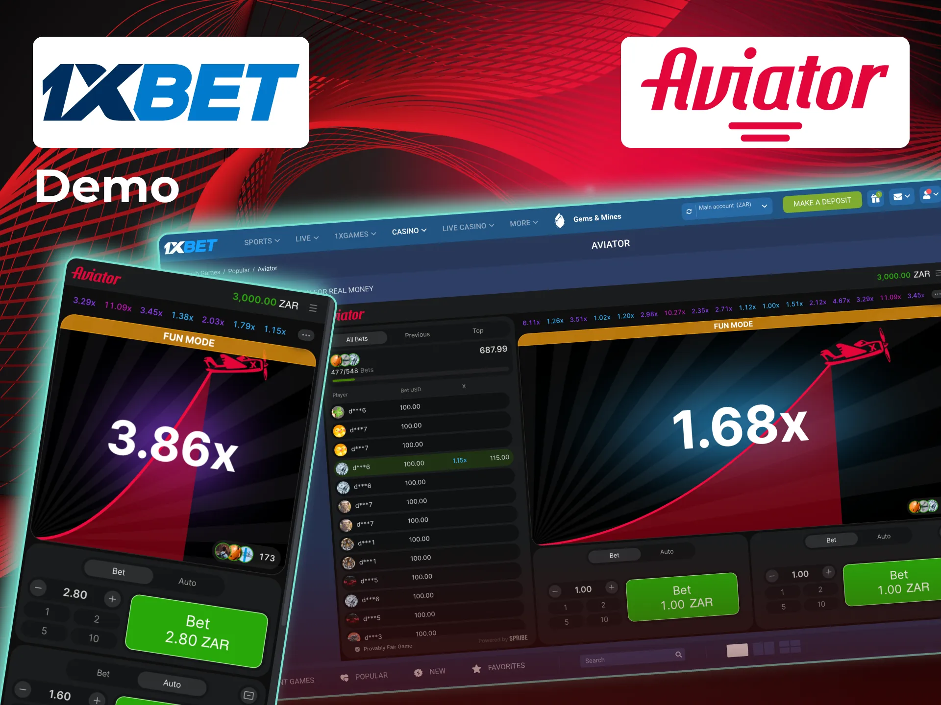 Test Aviator gameplay on 1xBet without spending money.