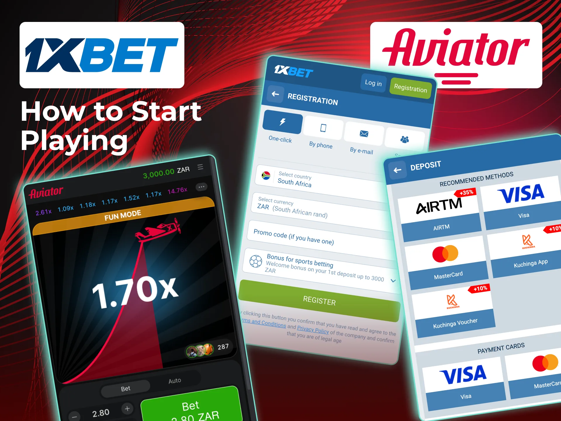 Join 1xBet to find Aviator and begin betting in ZAR.