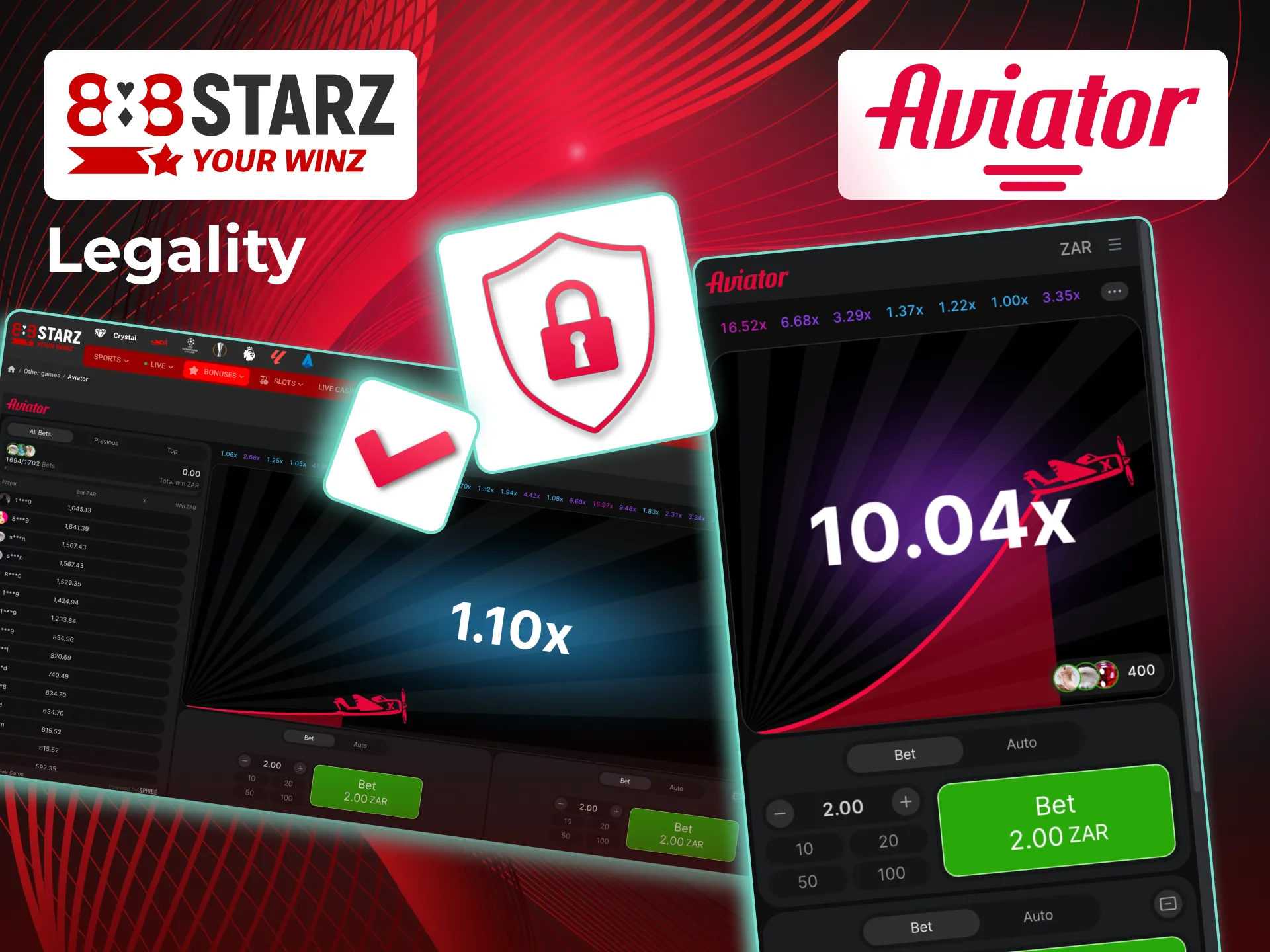 South Africans can safely play Aviator on 888starz.