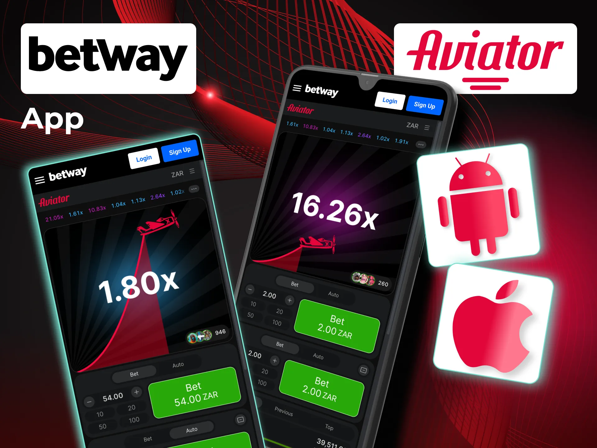 Play Aviator anytime with Betway mobile application.
