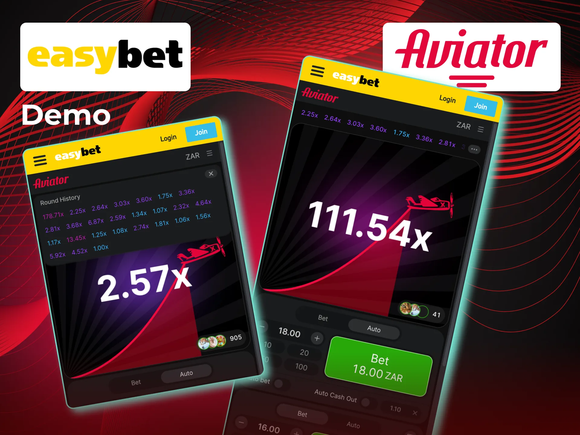 Play Aviator demo on Easybet without spending money or data.