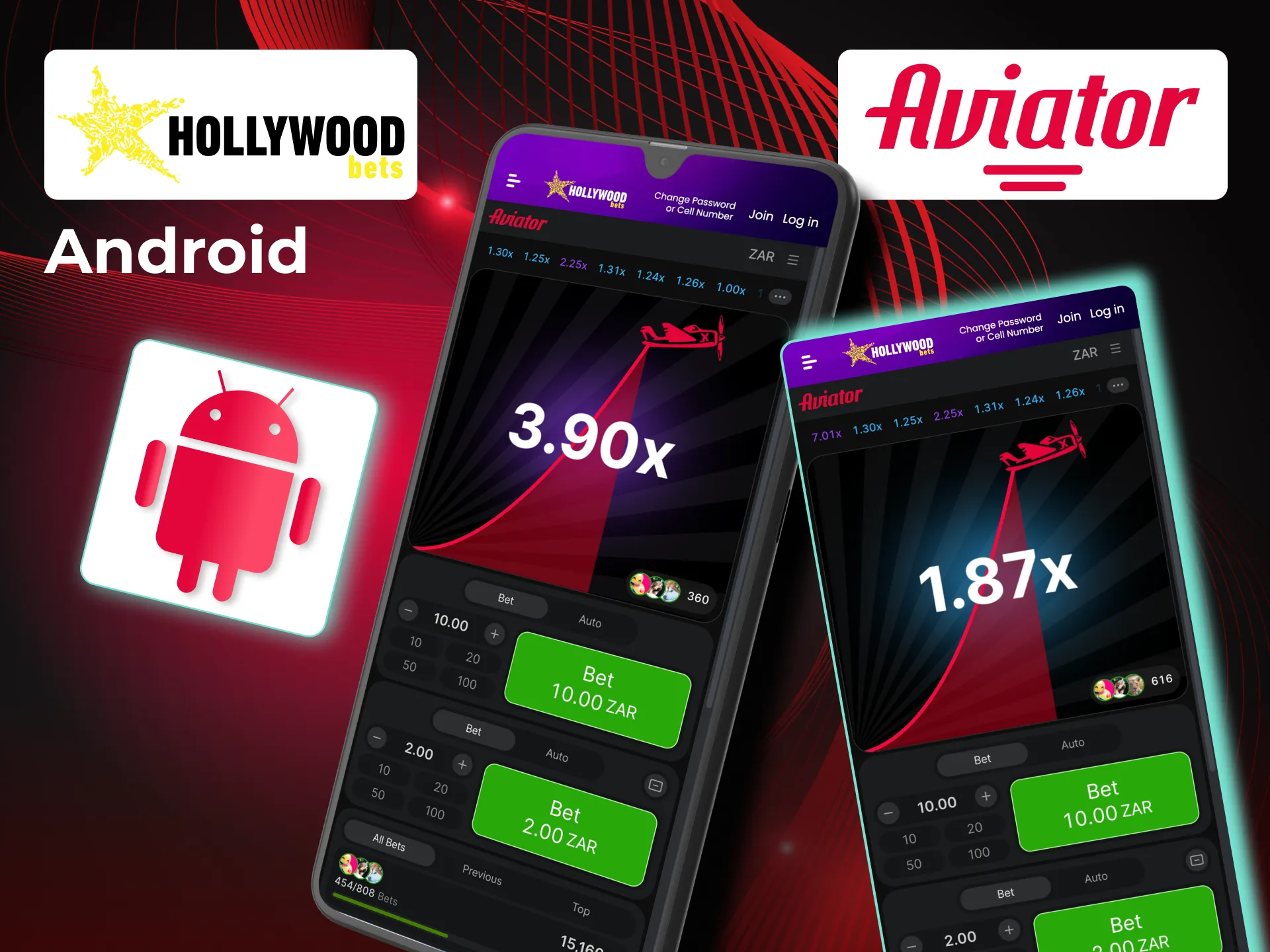 Get Aviator access on Android with Hollywoodbets app installation.