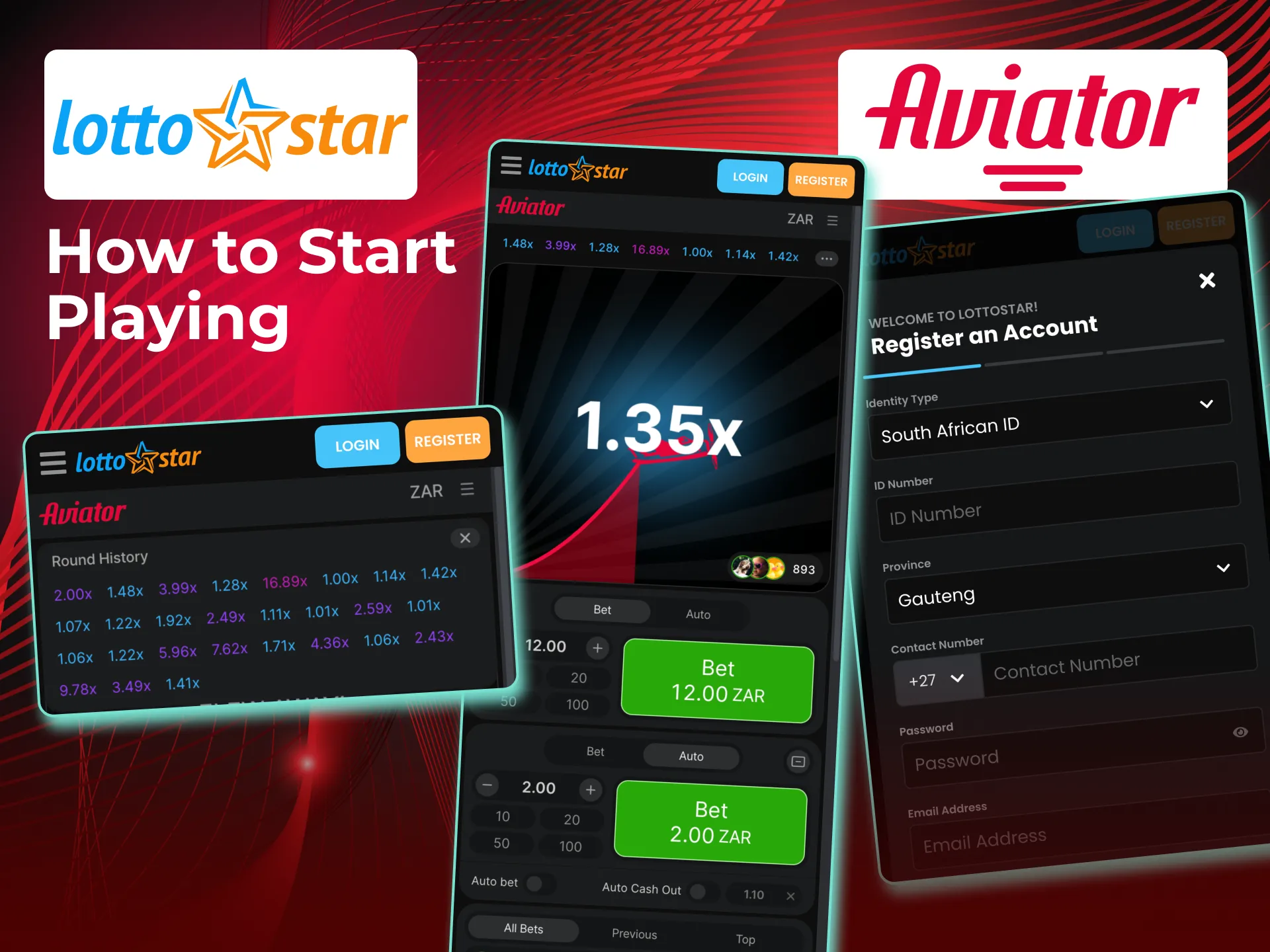Register, deposit, and play Aviator on LottoStar in just a few steps.