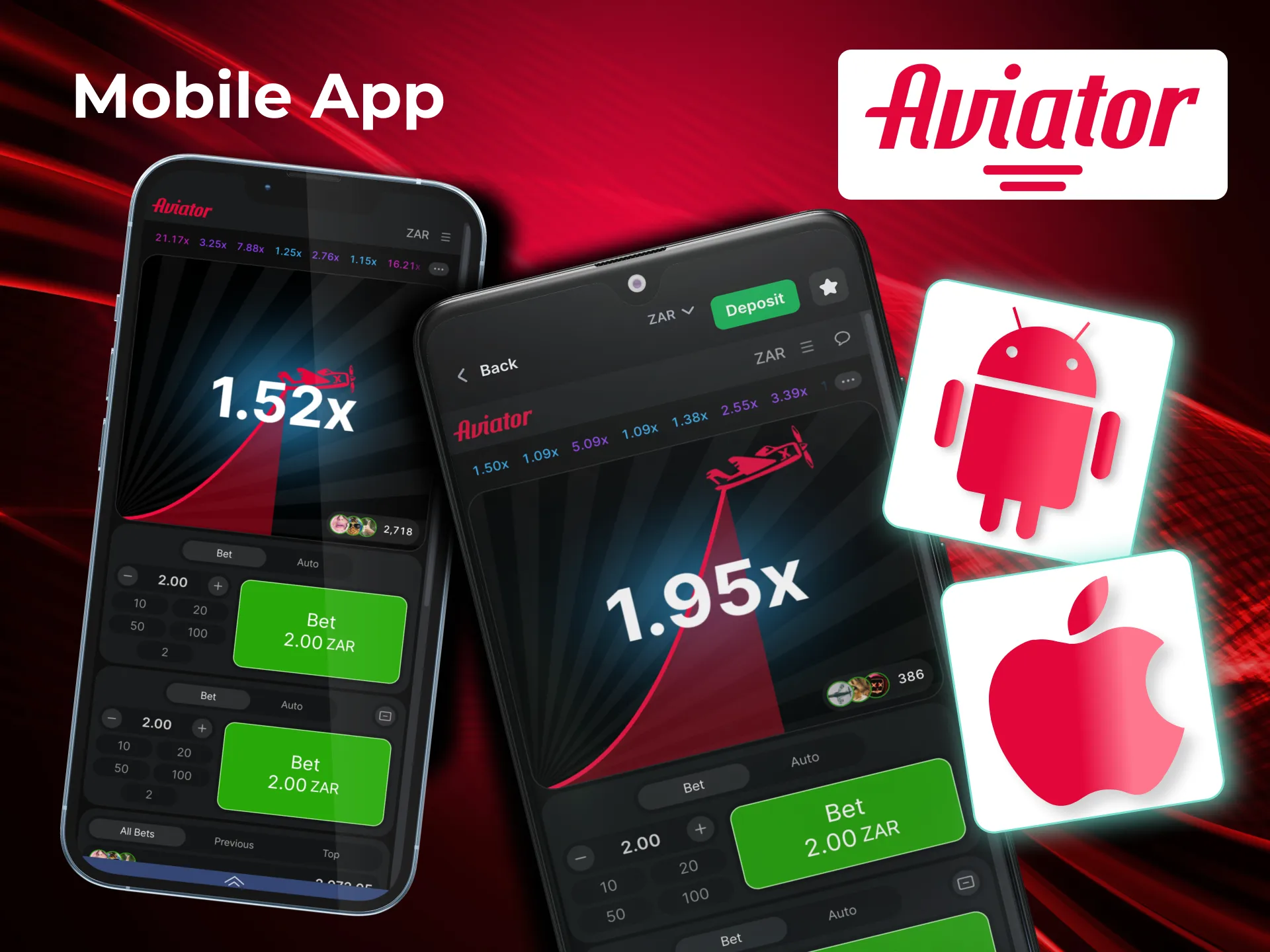 Aviator game on smartphone with touch-friendly controls.