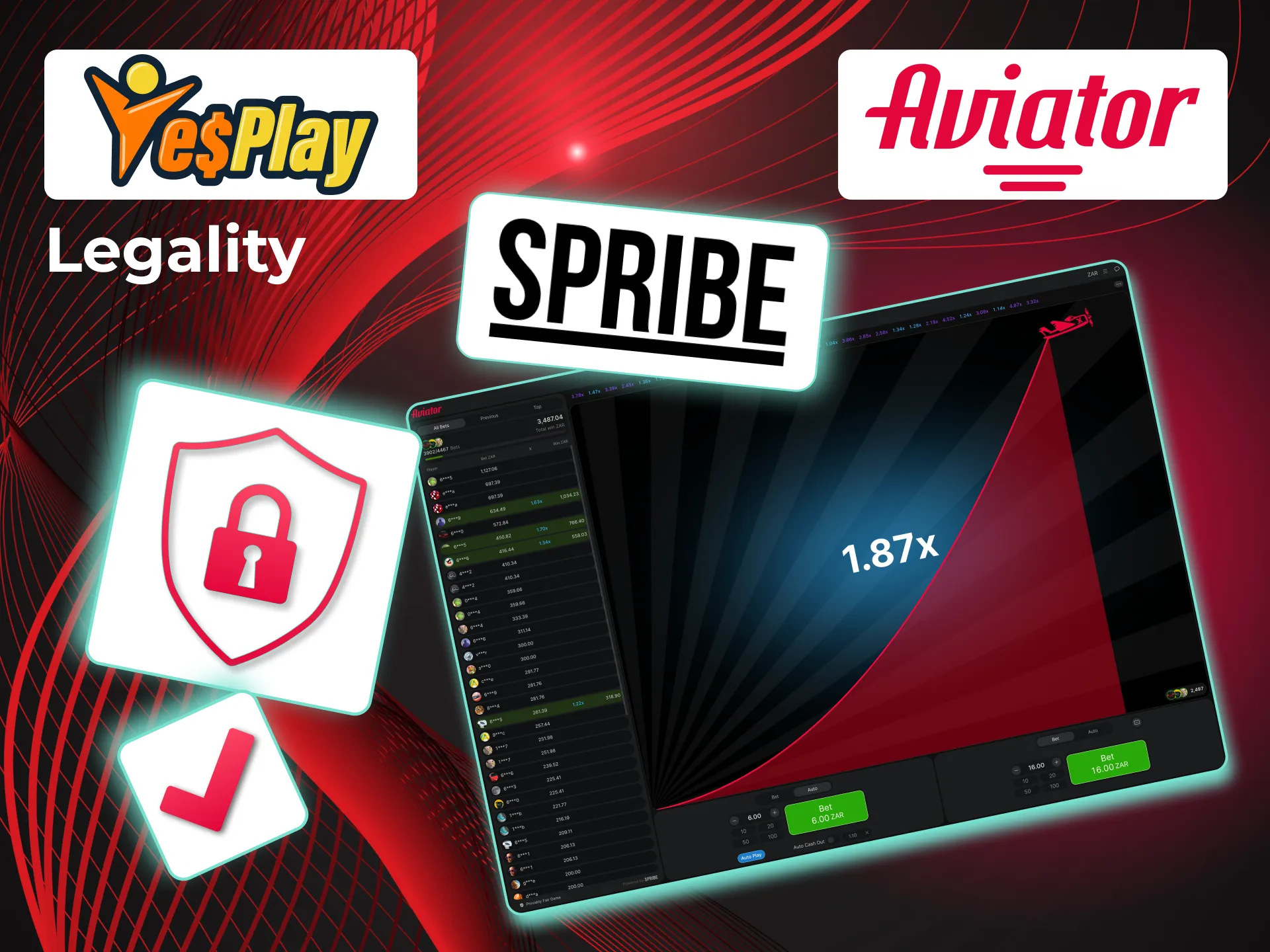 Play Aviator safely on YesPlay with official South African regulation.